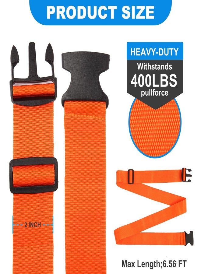 Pwkauka 4 Pack Luggage Straps, Adjustable Travel Suitcase Belt Secure Lock Straps to Prevent Bursting, for Suitcases Briefcase & Travel Bags, Extends Life of Bag, 40''-78'' Length (Orange) - Image 2